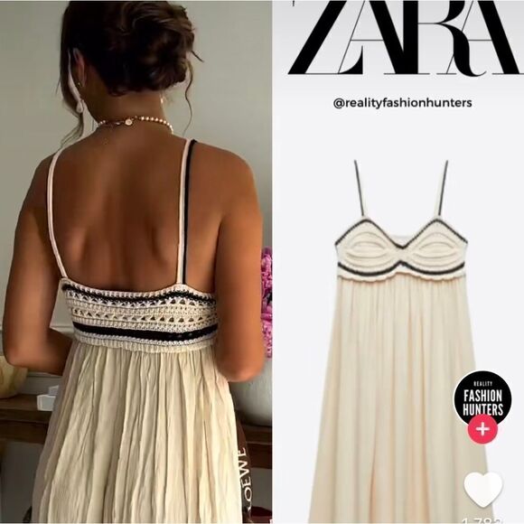 ZARA COMBINATION KNIT DRESS beach - Picture 4 of 15